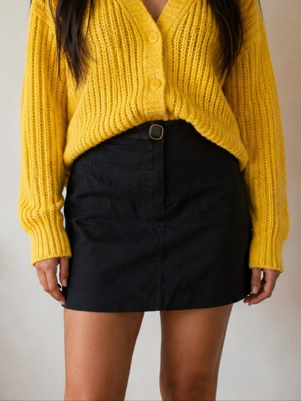 Sandro Paris Black Button Detail Mini Skirt ✨ Size 0